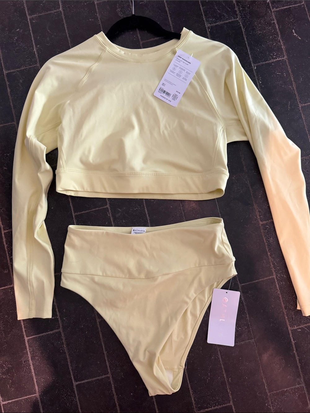 High-Waist Long-Sleeve Bikini Set - lime